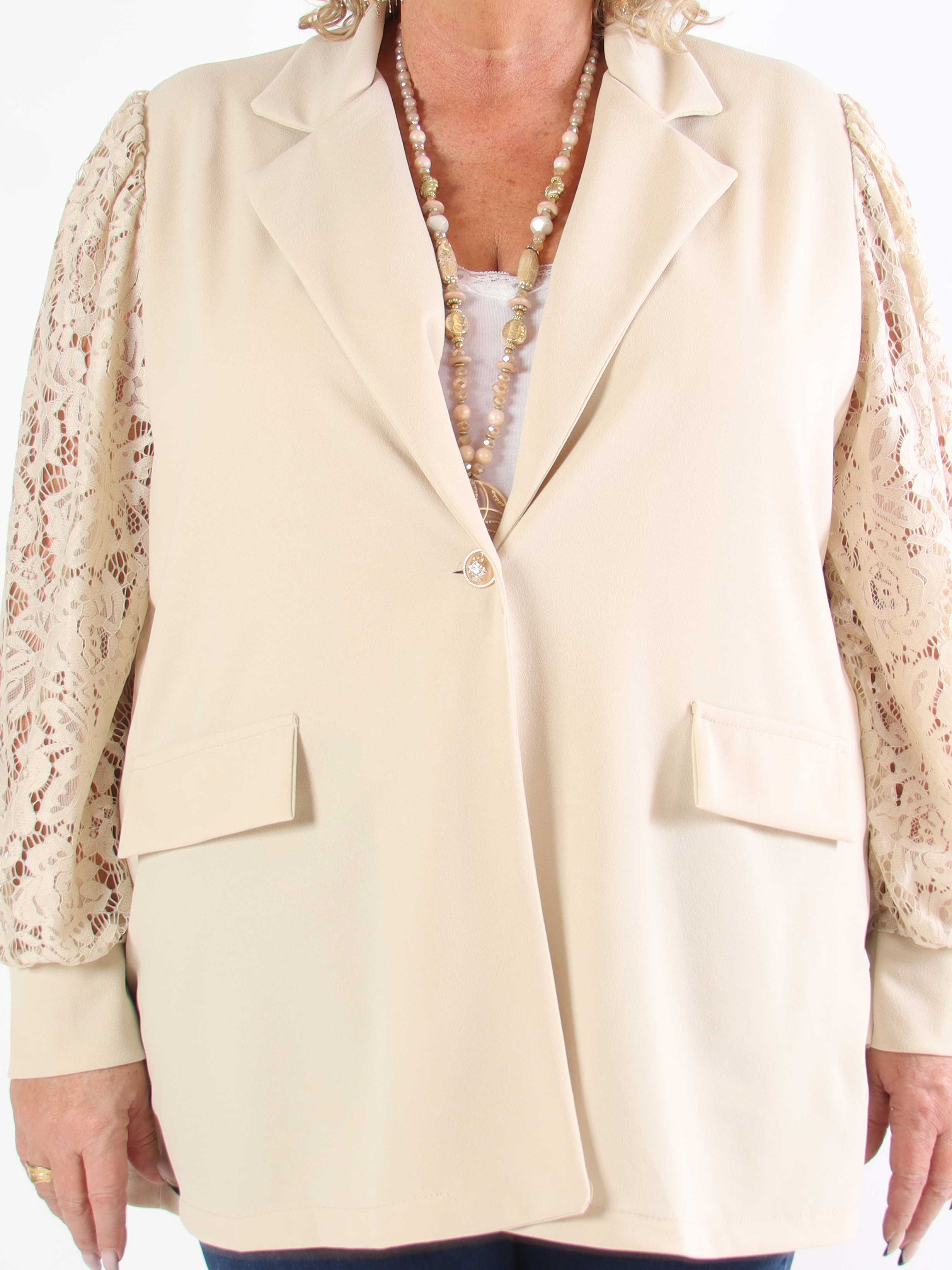 Kata Lace - Oversized blazer med blondeærmer